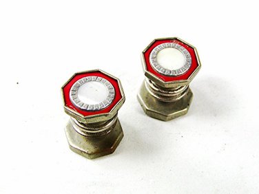 Deco Mother of Pearl Red Snap Link Cufflinks By The Pioneer Registered 81516