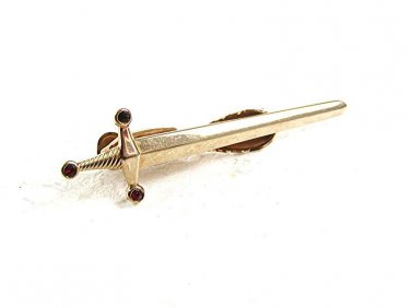 Vintage Goldtone Sword Red Tie Clasp By HICKOK USA 72117