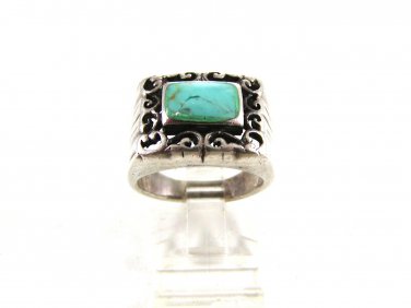 Southwest Sterling Silver & Turquoise Ring Size 8 5114