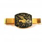 Vintage Goldtone & Black Damascene Bird Tie Clasp MADE IN SPAIN 6317