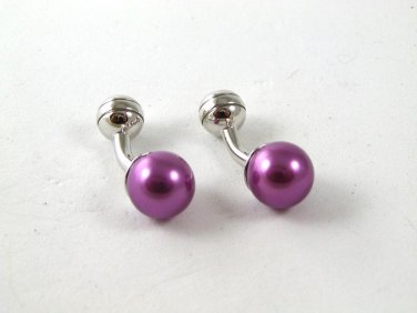 Silver Tone & Lavender - Light Purple Ball Cufflnks 91716