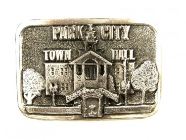 1987 Park City Utah Town Hall Belt Buckle by Michael Ricker w Box 11215