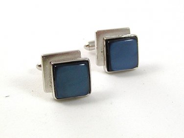 1960's Silvertone & Light Blue Cufflinks By SWANK 31817