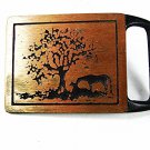 1979 Two Horses Brass Belt Buckle By Tech Ether Guild 81716
