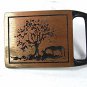 1979 Two Horses Brass Belt Buckle By Tech Ether Guild 81716