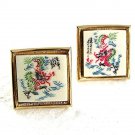 Vintage 1950's Oriental Writing Dragon Cufflinks 8417