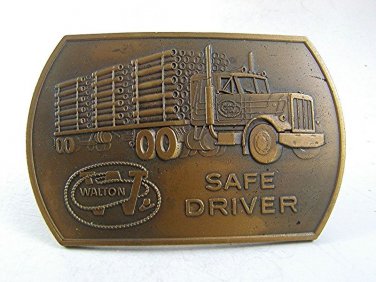 Vintage WALTON 18 Wheeler Truck Safe Driver Belt Buckle 112717