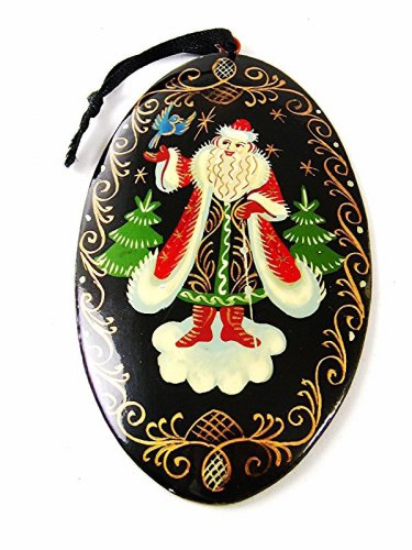 1996 Signed Handmade Russian Lacquer Santa Claus Christmas Ornament 12816