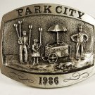 1986 Park City Utah Ice Cream Cart Belt Buckle by Michael Ricker 11215 W Box