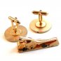 Vintage Swank Dolphin Mosaic Cufflinks & Matching Tie Clasp