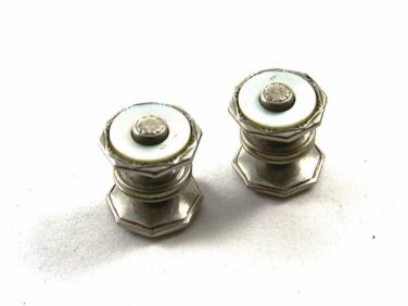 Art Deco True Vintage Silvertone Mother Pearl Cufflinks By Coro Ball Lock 101014
