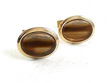 Vintage Goldtone Brown Cufflinks 101017