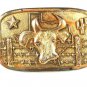 Vintage Gold Tone Texas Bull Head Star Cactus Belt Buckle Unbranded 51116