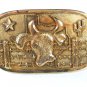 Vintage Gold Tone Texas Bull Head Star Cactus Belt Buckle Unbranded 51116