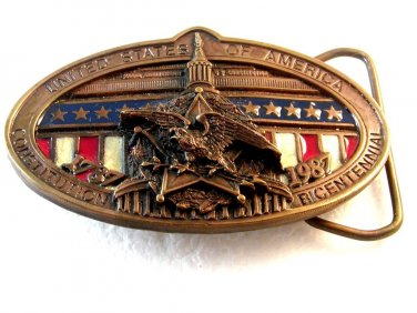 Vintage Starshine United States Consitutional Convention Bicentennial Belt Buckl