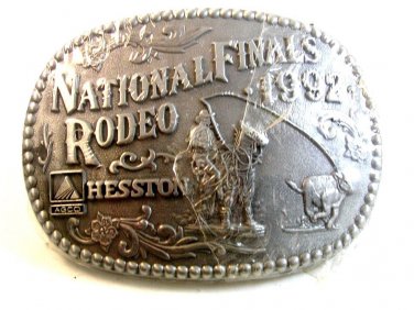 1992 National Finals Rodeo Hesston Belt Buckle By ADM Mint In Plastic