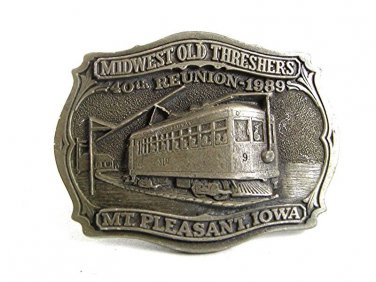 1989 Midwest Old Threshers 40th Reunion Mt Pleasant IOWA Belt Buckle 9717
