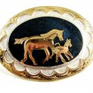 Western Cowboy Mom & Baby Horse Belt Buckle by Silver Strike 12112013mb