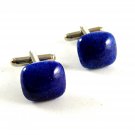 Unmarked Silvertone & Blue Cufflinks 11062013bb