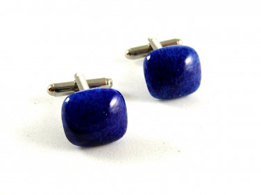 Unmarked Silvertone & Blue Cufflinks 11062013bb