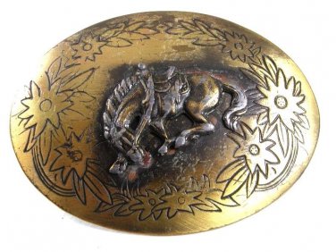 Vintage Cowboy Western Horse Bowing Belt Buckle 91517