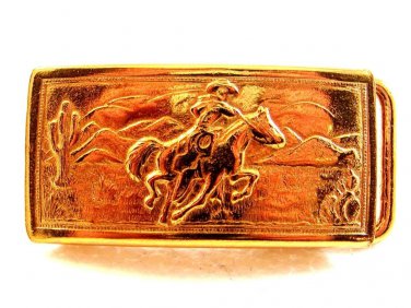 Vintage Gold Tone Western Cowboy Belt Buckle