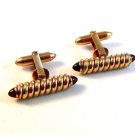 Vintage Gold Tone & Red Cufflinks Pat No. 1950711