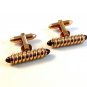 Vintage Gold Tone & Red Cufflinks Pat No. 1950711