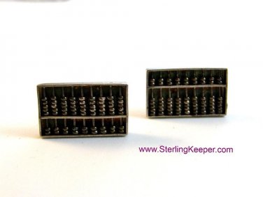Signed Vintage Sterling Silver Working Abacus Cufflinks