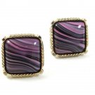 1970's Silvertone Purple Cufflinks 31717