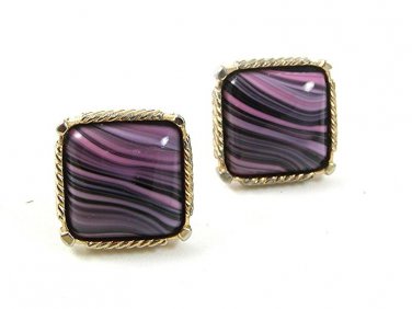 1970's Silvertone Purple Cufflinks 31717