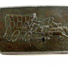 1974 Wyoming Art Works James Lind Run Away Wagon Horses Belt Buckle 10232013