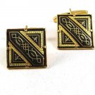 Vintage Damascene Goldtone Black Cufflinks 121317