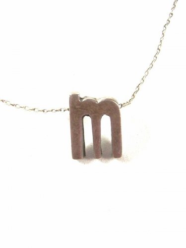 Sterling Silver Initial / Letter M Pendant & 14" Chain Unbranded 5116