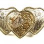 Vintage Silvertone Ladies 3 Heart Initial V 2 Tone Belt Buckle by ADM 101015