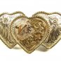 Vintage Silvertone Ladies 3 Heart Initial V 2 Tone Belt Buckle by ADM 101015