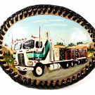 Vintage Hand Painted Truck Leather Belt Buckle By Bubbles Leather Craft 71916
