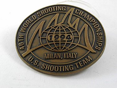 1994 46th World Shooting Championship U.S. Team Belt Buckle Milan Italy 12817