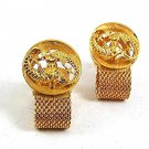 Vintage 1970's Goldtone ZODIAC PISCES Wrap Around Cufflinks 101817