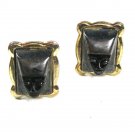 1960's Silvertone & Black African Pharaoh Cufflinks Unbranded 102215