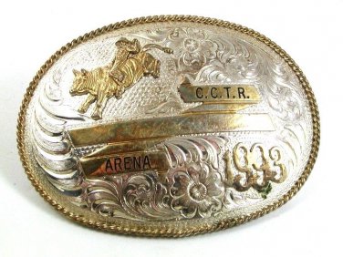 1993 C.C.T.R. Arena Rodeo Silversmith Collection Belt Buckle By ADM 3717