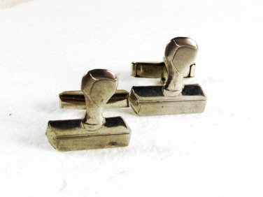 Vintage Sterling Silver Old Time Stamp Cufflinks Unbranded 31816