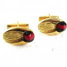 Vintage Goldtone Red Black Cufflinks 73017