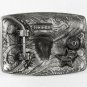 1993 Silver Tone Cow Head Skull Feathers Belt Buckle By EGC Made USA 51116