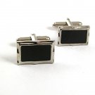 Vintage Small 1960's Silvertone & Black Cufflinks 101517