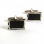 Vintage Small 1960's Silvertone & Black Cufflinks 101517