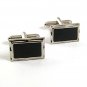 Vintage Small 1960's Silvertone & Black Cufflinks 101517
