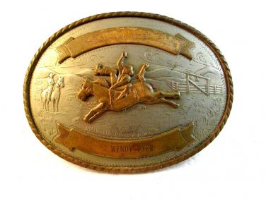 1976 4-H Rodeo Tony Lama German Silver Belt Buckle Wendy Dyer