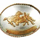 1950s Western Cowboy Rodeo Bull Busting German Silver Belt Buckle Unbranded