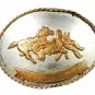 1950s Western Cowboy Rodeo Bull Busting German Silver Belt Buckle Unbranded